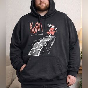 KORN Men’s Follow the Leader Hopscotch Black Graphic 1998 Album Hoodie 3XL
